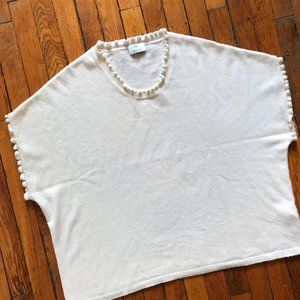 Allude 100% Cashmere Women Cream Oversized Wide‎ Body Sleeveless Sweater Vest